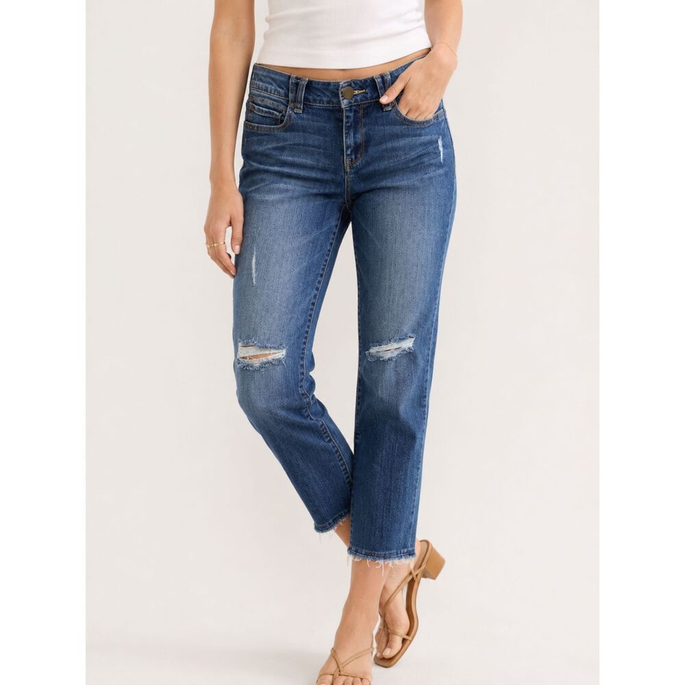 Democracy Distressed Raw Hem Skinny Ankle Jeans Size 6 Stretch Y2K Denim